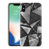 Hoesje geschikt voor iPhone X - Polygon Marmer Grijs