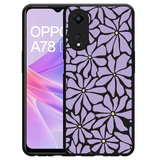 Hoesje Zwart geschikt voor Oppo A78 5G Abstracte Paarse Bloemen