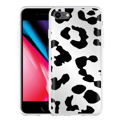 Cazy Hoesje geschikt voor iPhone 8 - Luipaard Zwart Wit
