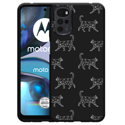 Cazy Hoesje Zwart geschikt voor Motorola Moto G22 - Geometric Cats