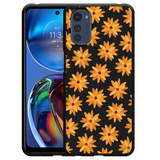 Hoesje Zwart geschikt voor Motorola Moto E32 - Oranje Bloemen