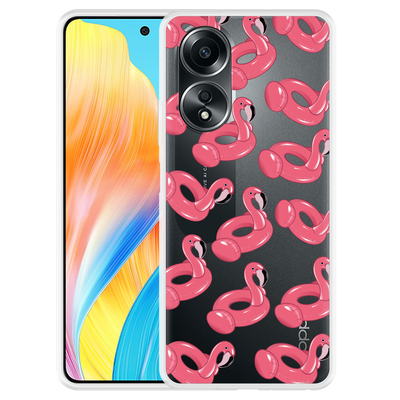 Cazy Hoesje geschikt voor Oppo A58 4G Inflatable Flamingos