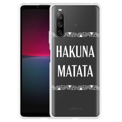 Cazy Hoesje geschikt voor Sony Xperia 10 IV - Hakuna Matata white