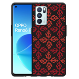 Hoesje Zwart geschikt voor Oppo Reno6 Pro 5G - Red Leaves Pattern