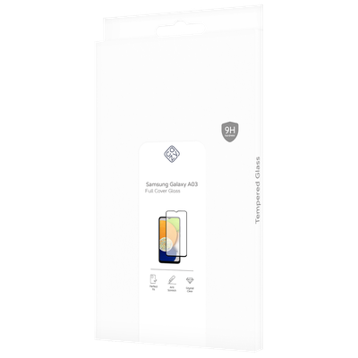 Cazy Full Cover Glass Screen Protector geschikt voor Samsung Galaxy A03 - Zwart