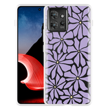 Hoesje geschikt voor Motorola ThinkPhone Abstracte Paarse Bloemen