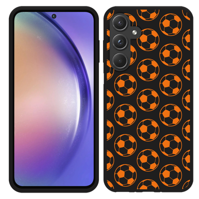 Cazy Hoesje Zwart geschikt voor Samsung Galaxy A55 Orange Soccer Balls