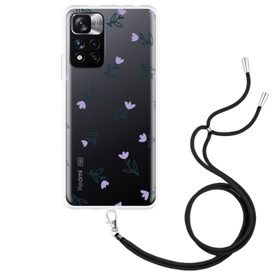 Cazy Hoesje met Koord geschikt voor Xiaomi Redmi Note 11 Pro+ - Paarse Bloemen