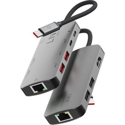LINQ Connects 8-in-1 Pro USB-C Multiport Hub (8K) - Grijs