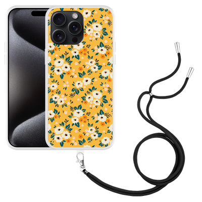 Cazy Hoesje met koord geschikt voor iPhone 15 Pro Max Vintage Bloemenprint