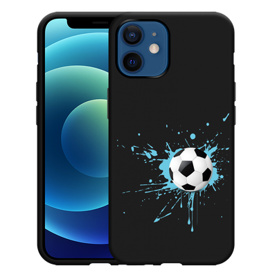 Cazy Hoesje Zwart geschikt voor iPhone 12/12 Pro - Soccer Ball