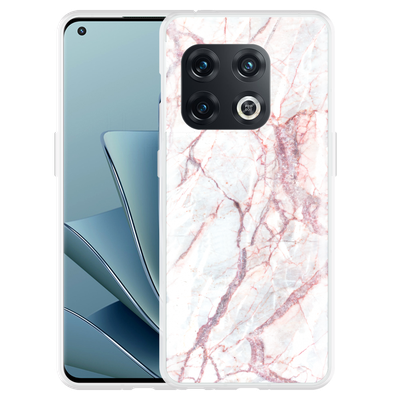 Cazy Hoesje geschikt voor OnePlus 10 Pro - White Pink Marble
