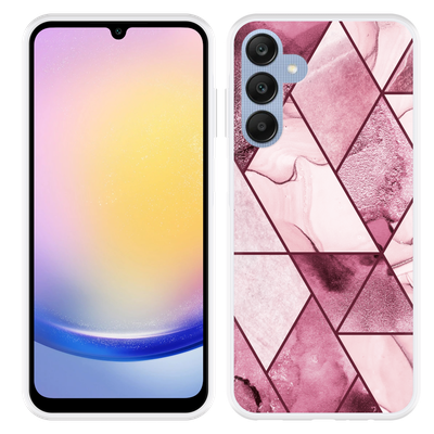 Cazy Hoesje geschikt voor Samsung Galaxy A25 Roze Marmer Mix