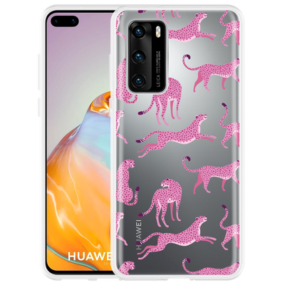 Cazy Hoesje geschikt voor Huawei P40 - Roze Cheeta's