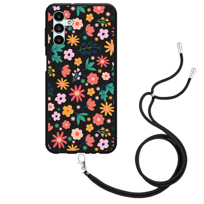 Cazy Hoesje met Koord Zwart geschikt voor Samsung Galaxy A13 5G - Always have flowers