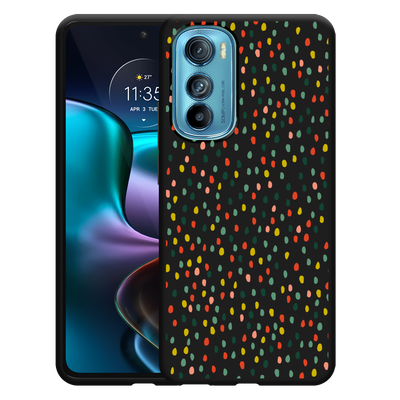 Cazy Hoesje Zwart geschikt voor Motorola Edge 30 - Happy Dots