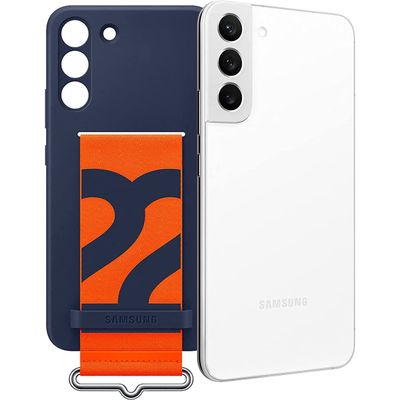 Samsung Galaxy S22+ Hoesje - Samsung Silicone Cover met Strap - Blauw