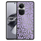 Hoesje Zwart geschikt voor Oppo Reno10 Pro 5G Abstracte Paarse Bloemen