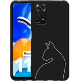 Hoesje Zwart geschikt voor Xiaomi Redmi Note 11/11S - Kattencontour II