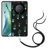 Hoesje met koord Zwart geschikt voor Honor Magic5 Lite Green Cactus