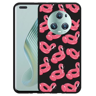 Cazy Hoesje Zwart geschikt voor Honor Magic5 Pro Inflatable Flamingos