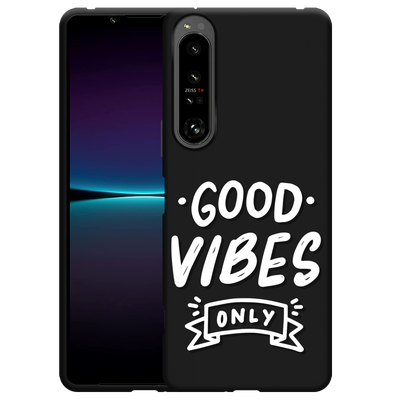 Cazy Hoesje Zwart geschikt voor Sony Xperia 1 IV - Good Vibes wit