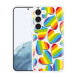 Hoesje geschikt voor Samsung Galaxy S23 Regenboog Hartjes