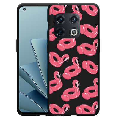 Cazy Hoesje Zwart geschikt voor OnePlus 10 Pro - Inflatable Flamingos
