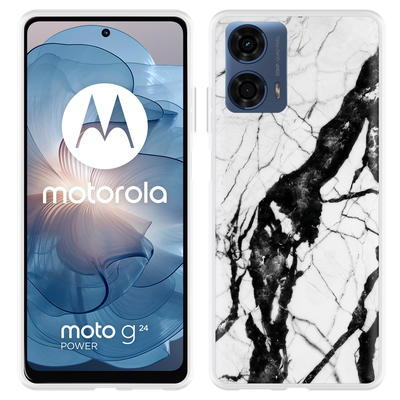 Cazy Hoesje geschikt voor Motorola Moto G04/G04s/G24/G24 Power Marmer Design