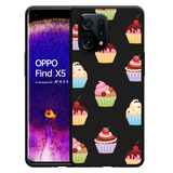 Hoesje Zwart geschikt voor Oppo Find X5 - Cupcakes