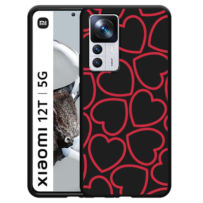 Cazy Hoesje Zwart geschikt voor Xiaomi 12T/12T Pro - Hartjes