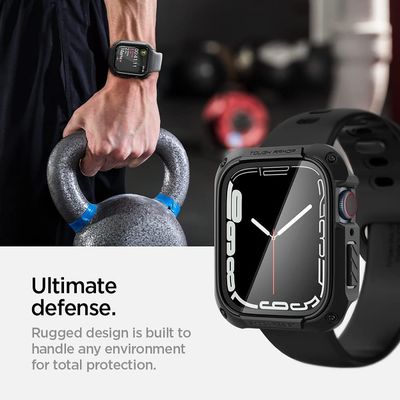 Spigen Hoesje geschikt voor Apple Watch 45mm - Tough Armor - Zwart