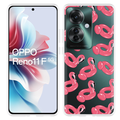 Cazy Hoesje geschikt voor Oppo Reno11 F Inflatable Flamingos