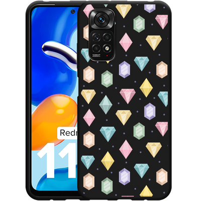 Cazy Hoesje Zwart geschikt voor Xiaomi Redmi Note 11/11S - Diamonds