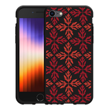 Hoesje Zwart geschikt voor iPhone SE 2022 - Red Leaves Pattern