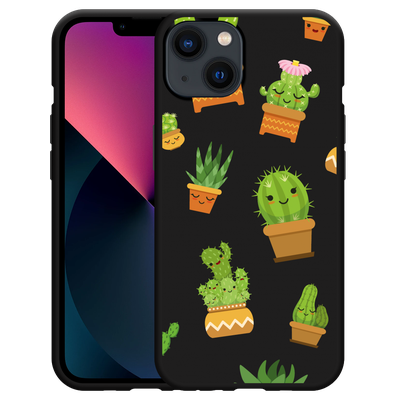 Cazy Hoesje Zwart geschikt voor iPhone 13 - Happy Cactus