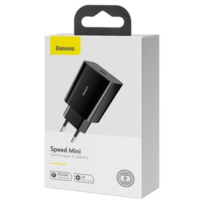 Baseus Speed Mini USB-C Quick Charger 20W (Black) - CCFS-SN01