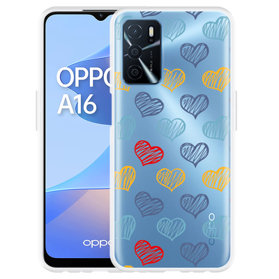 Cazy Hoesje geschikt voor Oppo A16/A16s - Doodle hearts