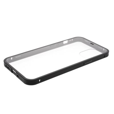 Cazy Magnetisch Hoesje geschikt voor iPhone 13 Pro - Metalen Frame met Gehard Glas en Ingebouwde Screenprotector - Zwart