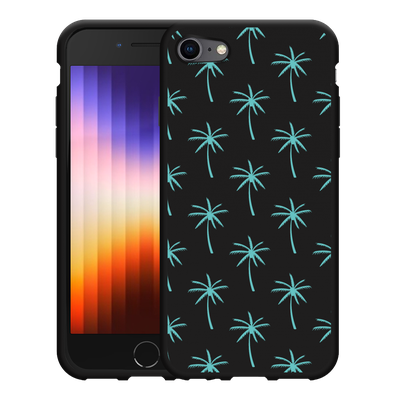 Cazy Hoesje Zwart geschikt voor iPhone SE 2020 - Palmbomen