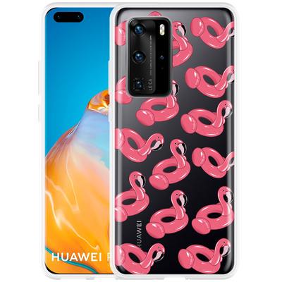 Cazy Hoesje geschikt voor Huawei P40 Pro - Inflatable Flamingos