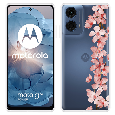 Cazy Hoesje geschikt voor Motorola Moto G04/G04s/G24/G24 Power Flower Branch