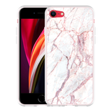 Hoesje geschikt voor iPhone SE 2020 - White Pink Marble