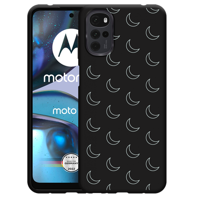 Cazy Hoesje Zwart geschikt voor Motorola Moto G22 - Maanpatroon II