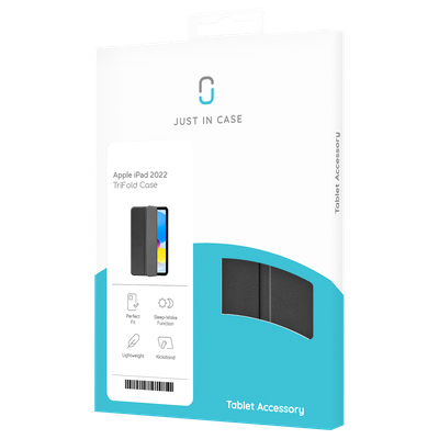 Just in Case iPad 2022 (10th Gen) - TriFold Smart Book Case - Black