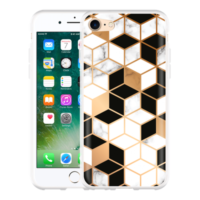 Cazy Hoesje geschikt voor iPhone 7 - Black White Marble