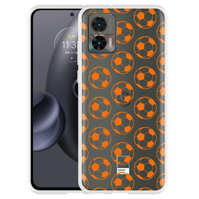 Cazy Hoesje geschikt voor Motorola Edge 30 Neo - Orange Soccer Balls