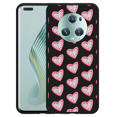 Cazy Hoesje Zwart geschikt voor Honor Magic5 Pro Hartjes Met Stippen