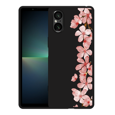 Cazy Hoesje Zwart geschikt voor Sony Xperia 5 V Flower Branch