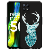 Hoesje Zwart geschikt voor Realme Narzo 50 - Art Deco Deer